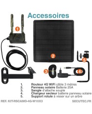 Kit vidéosurveillance 3G 4G autonome solaire camouflage avec 3 caméras