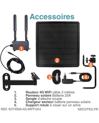 Kit vidéosurveillance 3G 4G autonome 4 caméras pilotables WIFI 2K