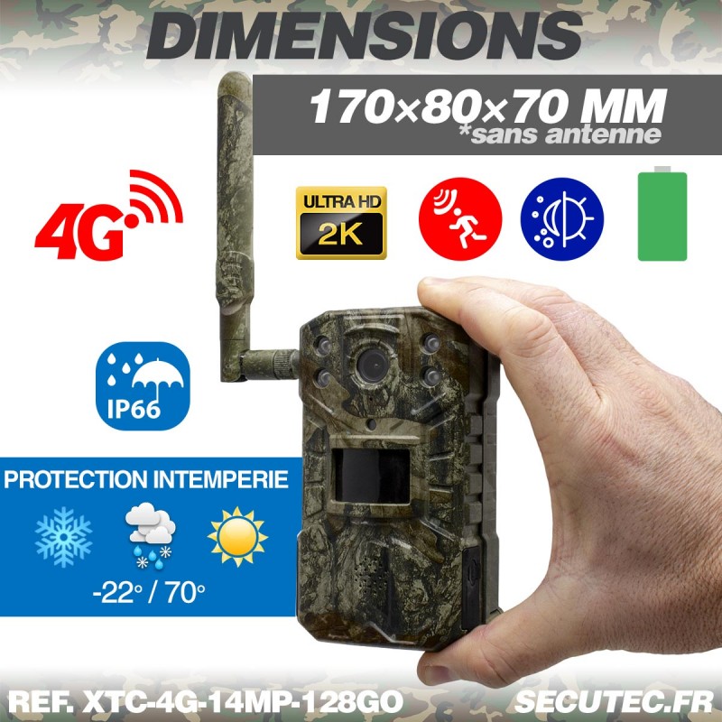 Camera de chasse 4g video UHD 2k et photo 14Mpx vision nocturne longue