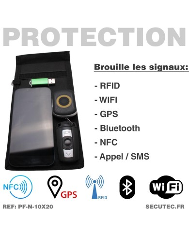 Étui Faraday bloquant le signal pour clé de voiture 12x20