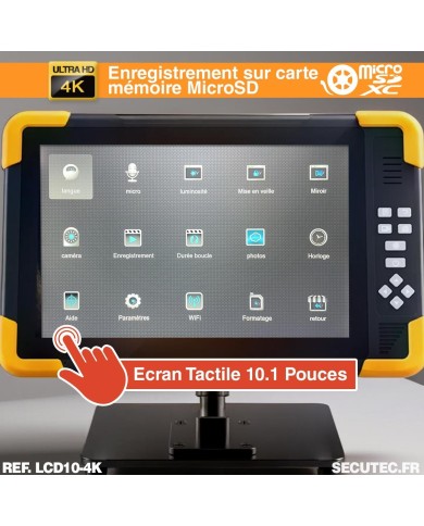 Moniteur industriel 10 pouces 4K avec écran tactile - Enregistrement et affichage haute résolution - Connexion Wi-Fi
