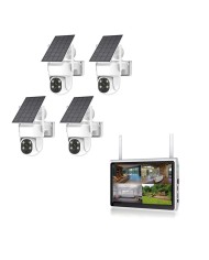 Kit vidéosurveillance WiFi 4 caméra solaire pilotable PIR Ultra HD avec écran LCD 10.1 récepteur enregistreur