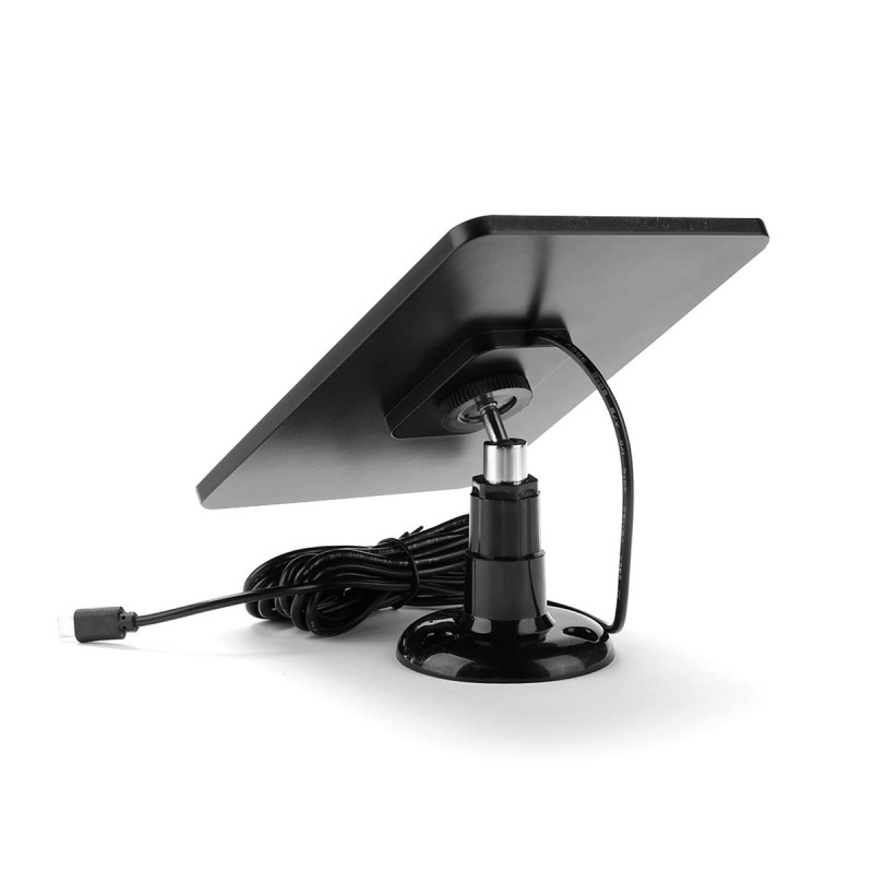Panneau Solaire 5W Pour Caméra Surveillance – Charge Rapide USB-C & Micro USB – Monocristallin IP65 – Support 360° Réglable – Blanc