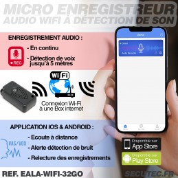 Micro écoute à distance et enregistreur WIFI 20 jours