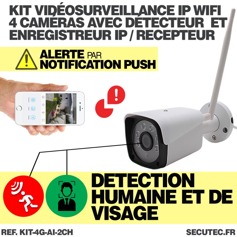 Kit vidéosurveillance 4G avec 2 caméras WIFI Ultra HD 2K enregistrement