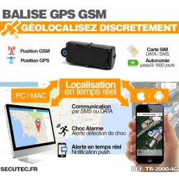 Balise GPS GSM 4G localisation en temps réel autonomie 1600 jours  waterproof aimantée