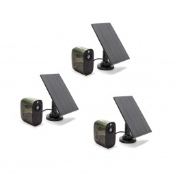 Kit de 3 smart caméras solaire camouflage WiFi HD 1080P 128Go longue autonomie détection de mouvement audio bidirectionnel