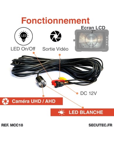 Kit caméra d'inspection étanche câble de 25 mètres avec enregistrement sur écran LCD 7 pouces autonome mémoire 128 Go