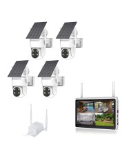 Kit vidéosurveillance 3G4G 4 caméras solaires pilotable PIR UHD écran LCD 10.1 enregistreur 1To routeur 3G4G WiFi