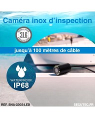 Mini caméra d’inspection waterproof | AHD 1080P | Grand angle 140° | LED intégrées | Étanche IP68 | Câble 1m à 100m