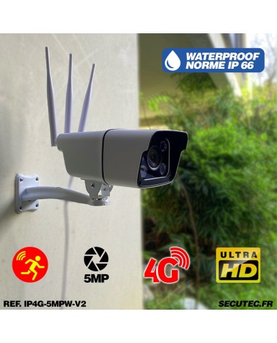 Caméra IP 4G 5 Mpx waterproof infrarouge 40 mètres alerte intelligente détection humaine