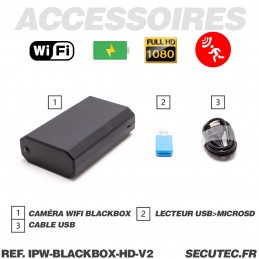 Boite noire avec Camera IP Longue Durée HD 1080P Wifi et vision de nuit