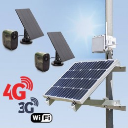 Kit de vidéosurveillance 3G 4G autonome solaire avec 2 caméras camouflages solaires WIFI très longue autonomie