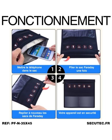 Très Grande Pochette faraday pour ordinateur portable ou tablette 35x45 cm