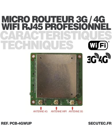 Micro routeur industriel professionnel 3G 4G connexion WiFi pour intégration avec antennes ultra plates alimentation 5V ou 12V