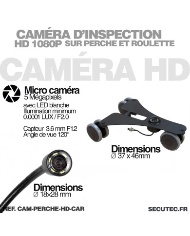 Kit caméra inspection multifonction sous véhicule HD 1080 avec écran enregistreur 7 pouces