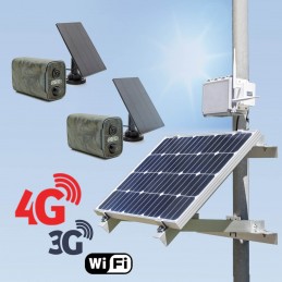 Kit de vidéosurveillance 3G 4G autonome solaire avec 2 caméras camouflages solaires WIFI ultra longue autonomie