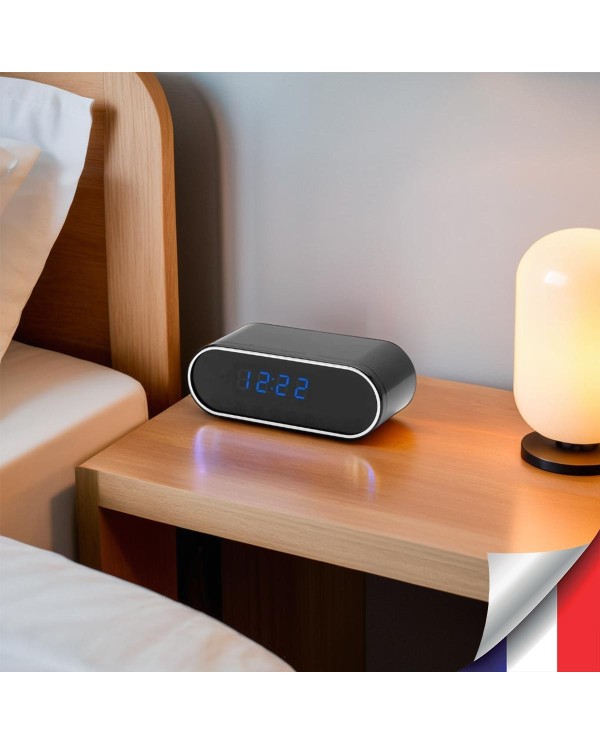 Horloge micro caméra IP WiFi HD avec vision nocturne invisible carte micro SD 128Go incluse