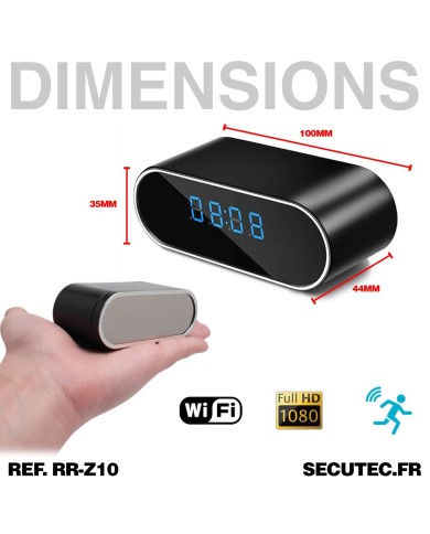 Horloge micro caméra IP WiFi HD avec vision nocturne invisible carte micro SD 128Go incluse