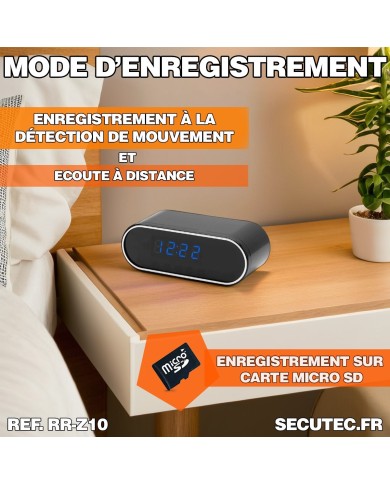 Horloge micro caméra IP WiFi HD avec vision nocturne invisible carte micro SD 128Go incluse