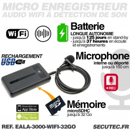 Micro Espion Wifi Longue Autonomie - Enregistrement Audio