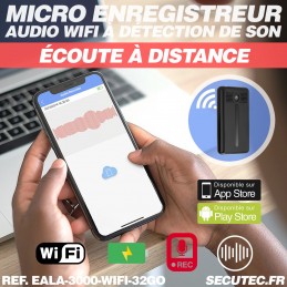 Dictaphone Mouchard Wifi Enregistreur audio grande autonomie + 125 jours