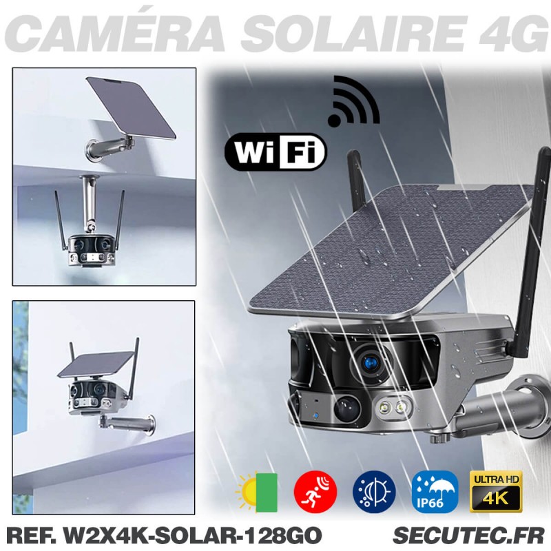 Caméra De Surveillance Solaire 1080P 360° Avec Vision Nocturne Et Détection De Mouvement