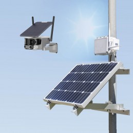 Kit vidéosurveillance 4G autonome solaire avec une camera solaire wifi ultra grand angle double objectifs UHD 4K 8MP sirène