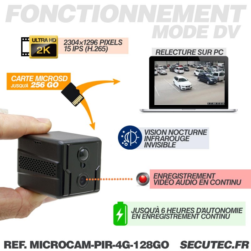 Camera Avec Micro Micro caméra espion 4G HD 1080P longue autonomie détection IR invisible