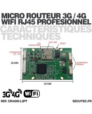 Micro routeur industriel professionnel 3G 4G connexion WiFi pour intégration avec antennes ultra plates alimentation 12V compati