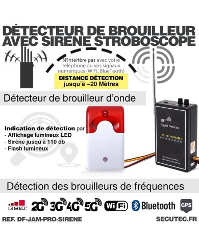 Détecteur de brouilleur Professionnel avec alarme et sirène
