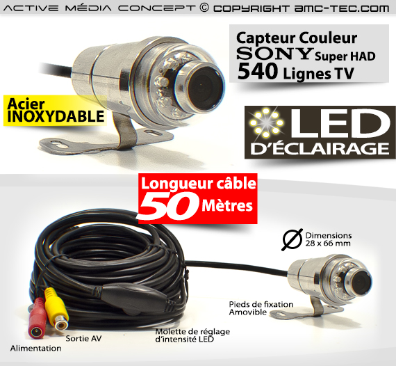 Camera etanche CCD couleur 540 lignes waterproof