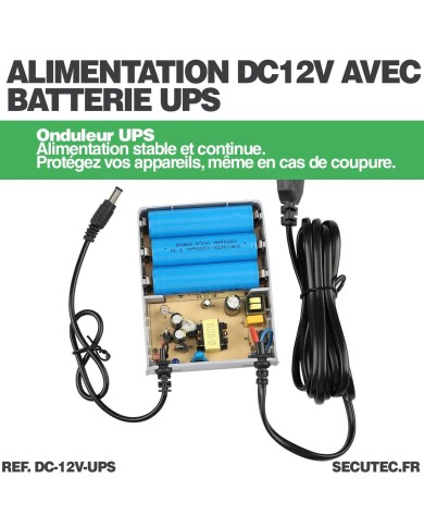 Alimentation 12V 1.5A avec batterie de secours intégrée en cas de coupure