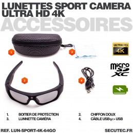 LXMIMI Camera Lunettes, 1080P HD Lunettes avec Caméra, Objectif Polarisé  Mémoire Intégrée de 32 Go Lunettes Camera Sport Prise en Charge de  L'enregistrement Vidéo et de la Prise de Photos : 