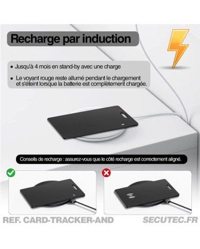 Carte de Suivi Ultra-Mince Compatible Android Localiser – Recharge Induction & Étanchéité IP68