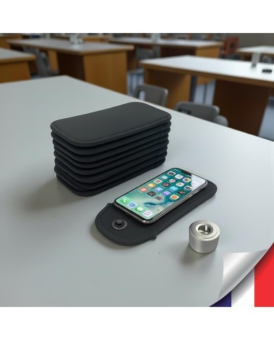 Pack de 30 Pochettes Faraday anti-ondes pour smartphones avec base de déverrouillage idéale écoles et établissements scolaires