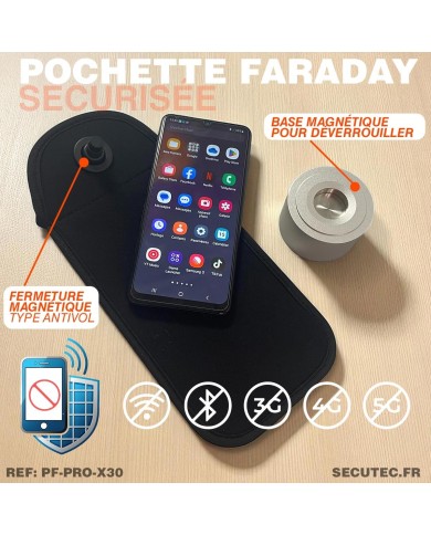 Pack de 30 Pochettes Faraday anti-ondes pour smartphones avec base de déverrouillage idéale écoles et établissements scolaires