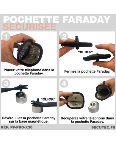 Pack de 30 Pochettes Faraday anti-ondes pour smartphones avec base de déverrouillage idéale écoles et établissements scolaires