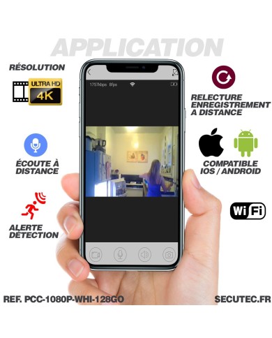 Multiprise caméra espion HD 1080P WiFi avec écoute à distance et mémoire 128 Go