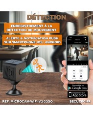 Micro caméra WiFi HD 1080P autonome avec infrarouge invisible