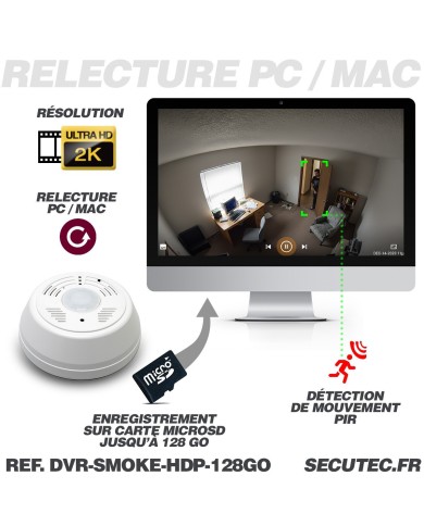 Caméra Ultra HD dans détecteur de fumée factice – Espion discret