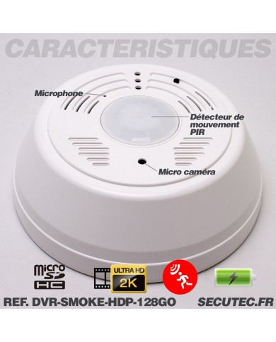 Caméra Ultra HD dans détecteur de fumée factice – Espion discret