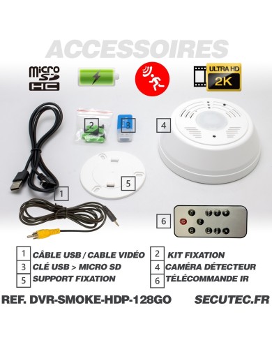 Caméra Ultra HD dans détecteur de fumée factice – Espion discret