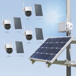 Kit videosurveillance 3G 4G autonome solaire waterproof avec 4 caméras solaires WIFI UHD 2K 4MP detection humaine 128Go