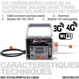 KIT CAMÉRA DE SÉCURITÉ AUTONOME A ÉNERGIE SOLAIRE - BULLET - 4MP - COLORVU  - 4G GSM - BATTERIE LITHIUM