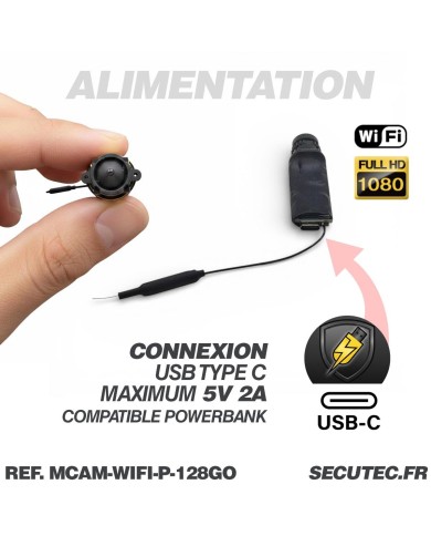 Micro caméra WiFi Full HD 1080P USB-C avec audio bidirectionnel