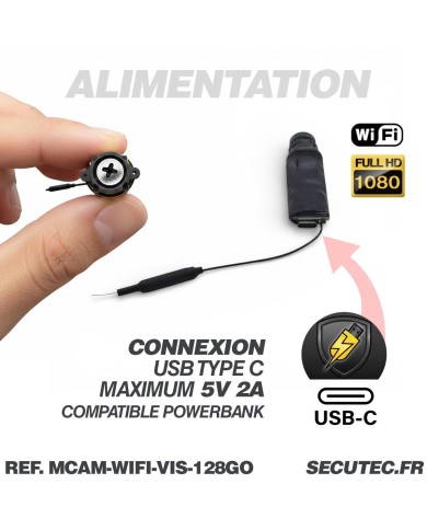 Micro caméra WiFi Full HD 1080P USB-C avec audio bidirectionnel