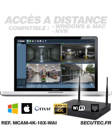 Mini Caméra vidéosurveillance WIFI 4K UHD 8MP Zoom 18X détection humaine AI accès à distance via iPhone Android et PC avec micro