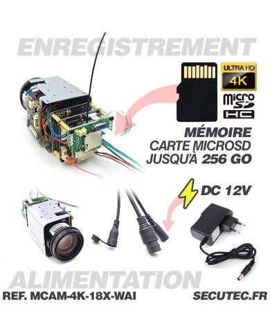 Mini Caméra vidéosurveillance WIFI 4K UHD 8MP Zoom 18X détection humaine AI accès à distance via iPhone Android et PC avec micro