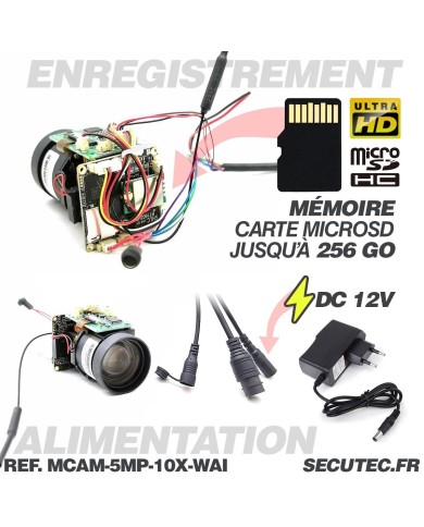 Mini caméra vidéosurveillance WIFI UHD 5Mpx Zoom 10X détection humaine AI accès à distance via iPhone Android et PC avec microSD